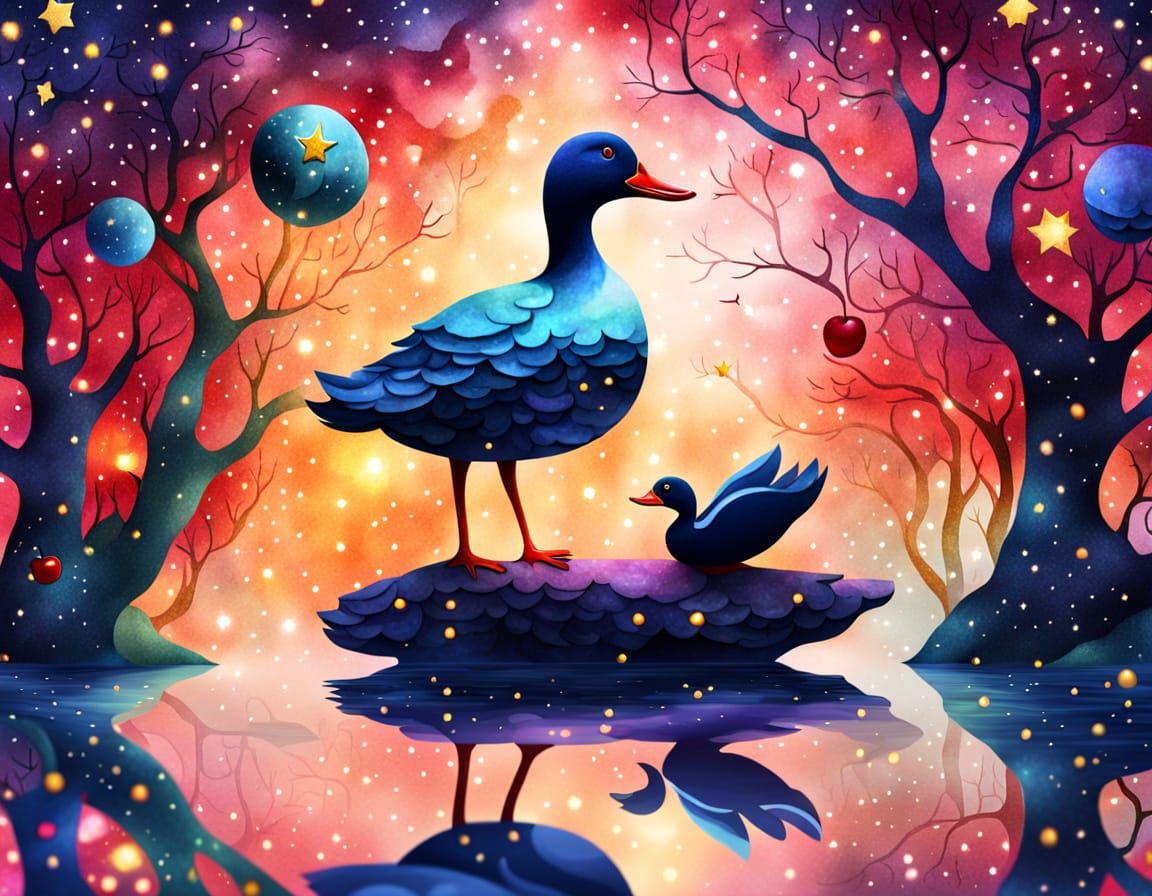 Surreal Cherry Merges Forest, Ocean, and Sky