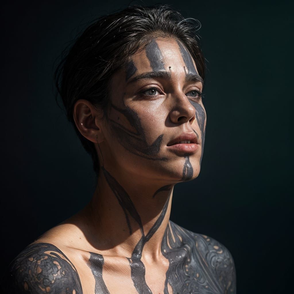 Fragmented Portrait: A Face Divided by Shadows