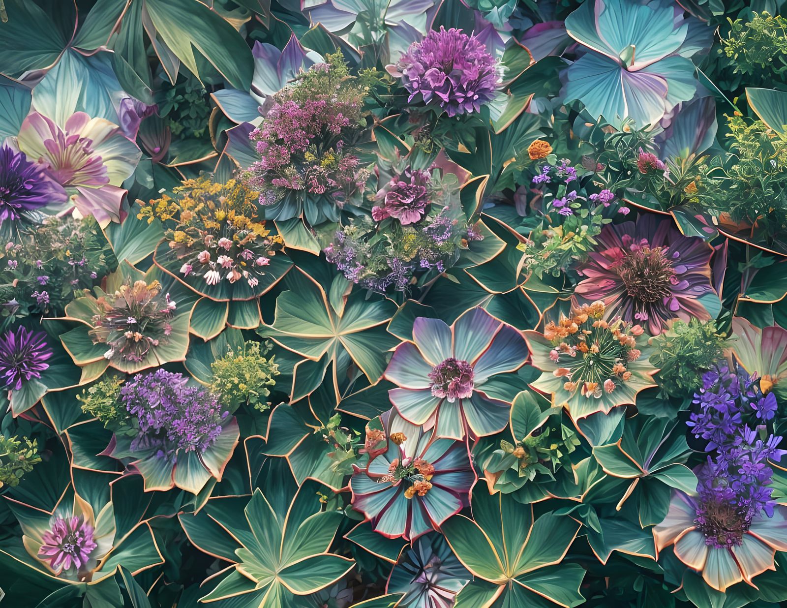 Vibrant Kaleidoscope Garden Scene