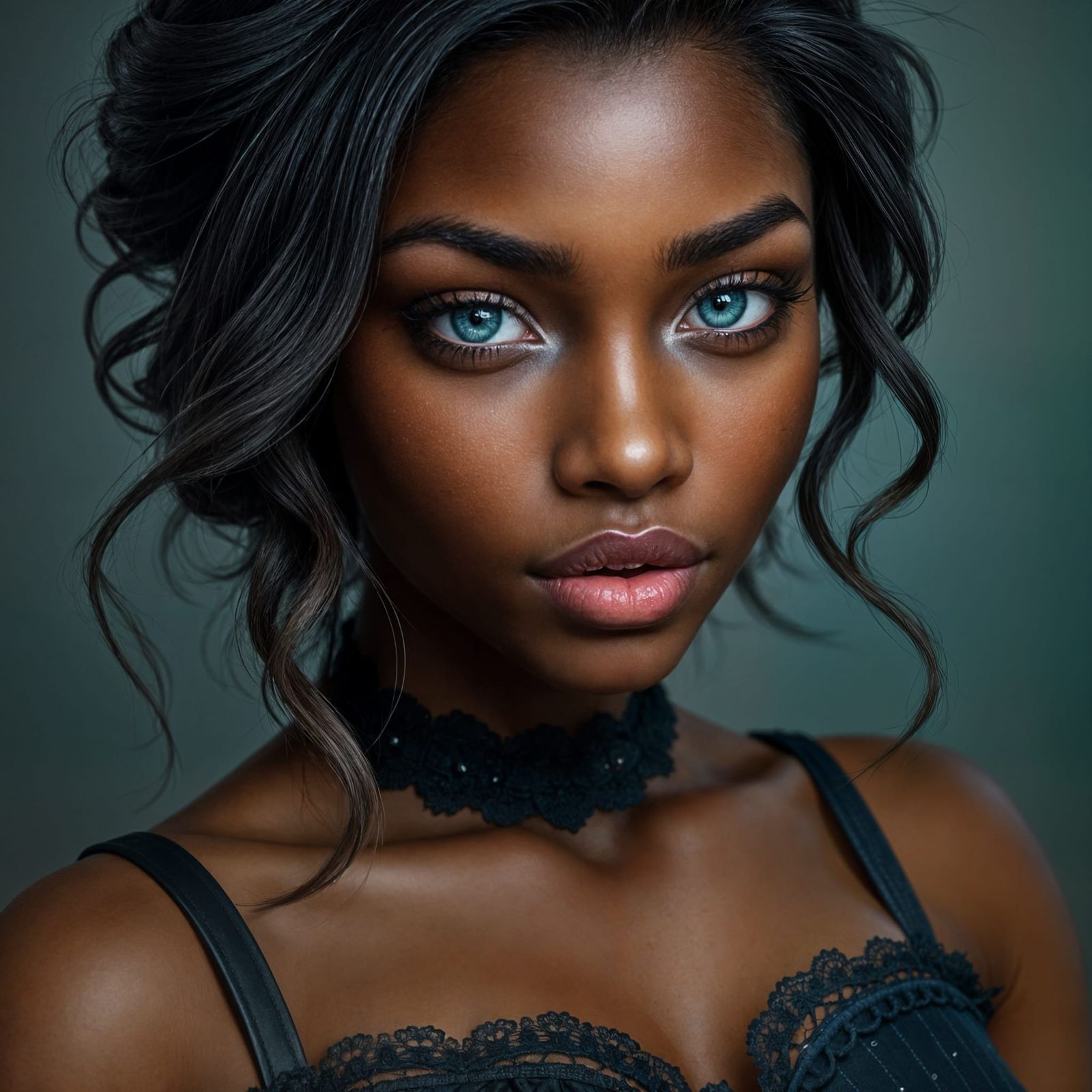 Beautiful Afro-American Woman in Realistic Portrait Style