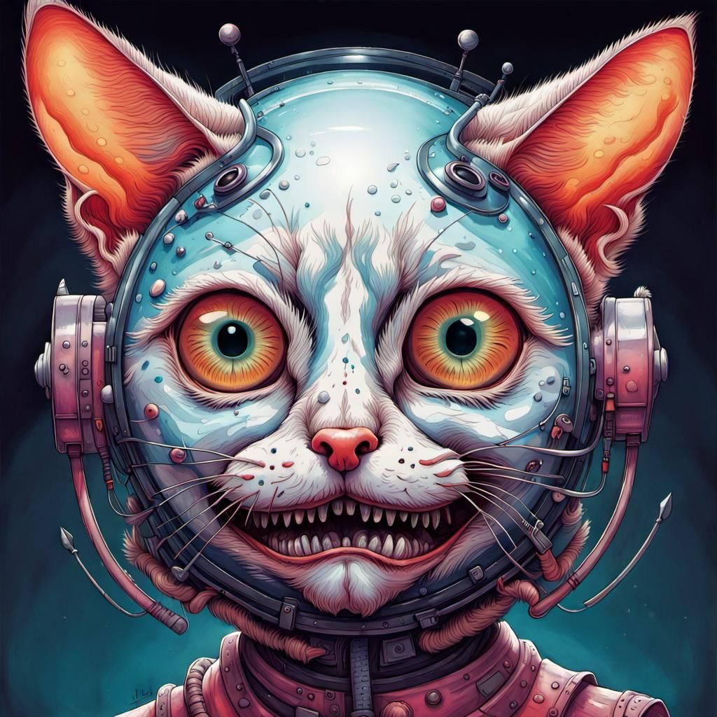 Surreal Sci-Fi Cat with Absurd Features