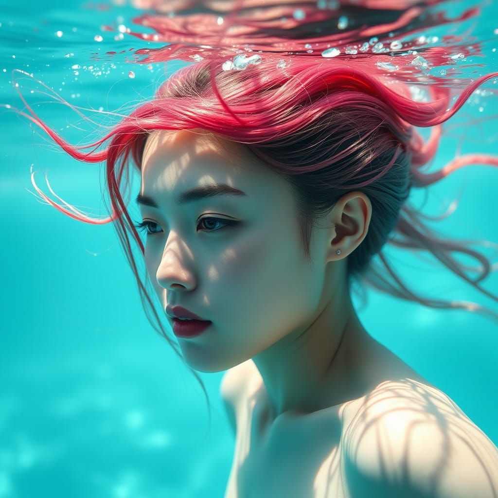 Mysterious Mermaid Sorceress in Turquoise Waters