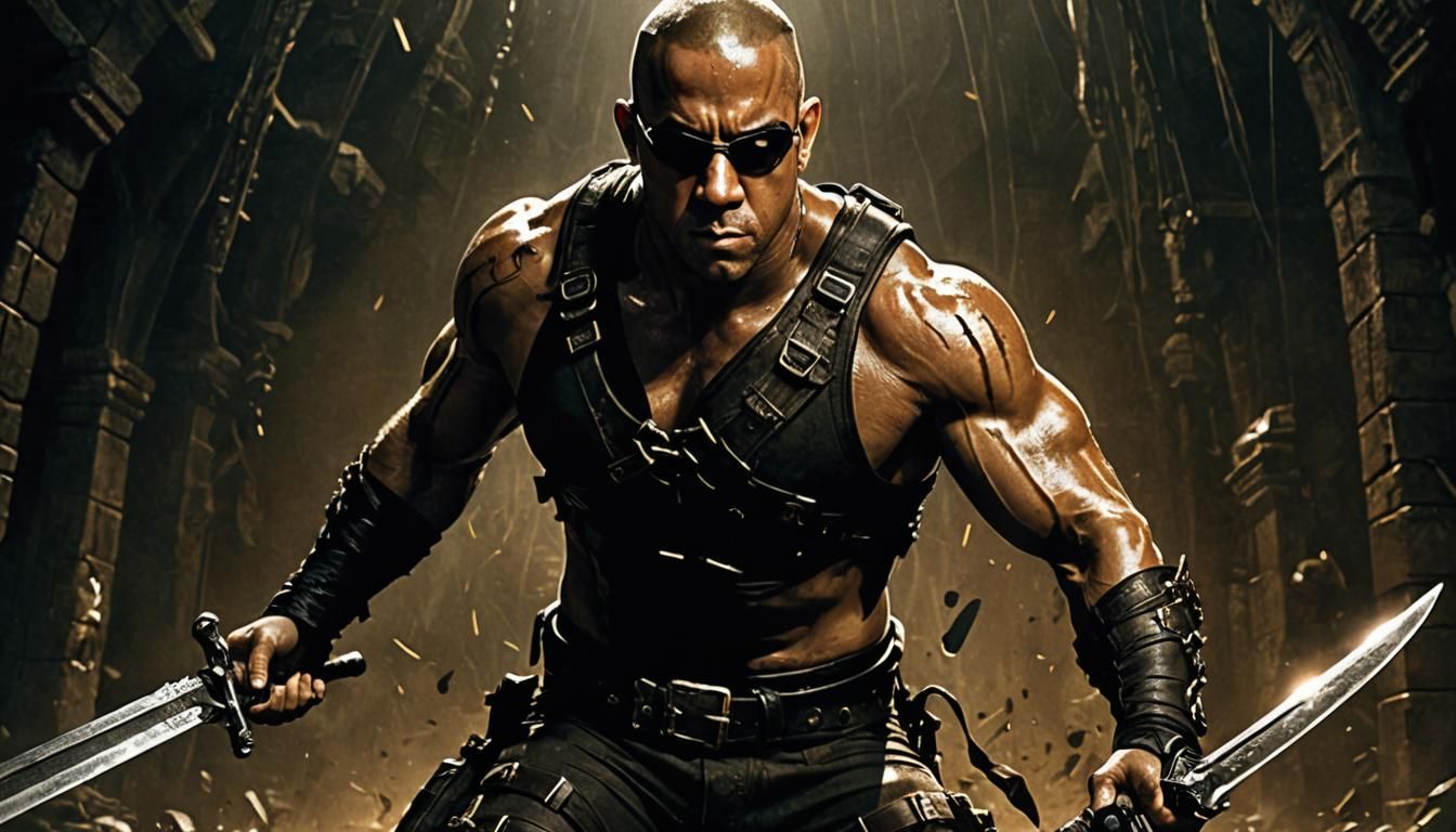 Riddick-Inspired Dark Fantasy Warrior in Dungeon