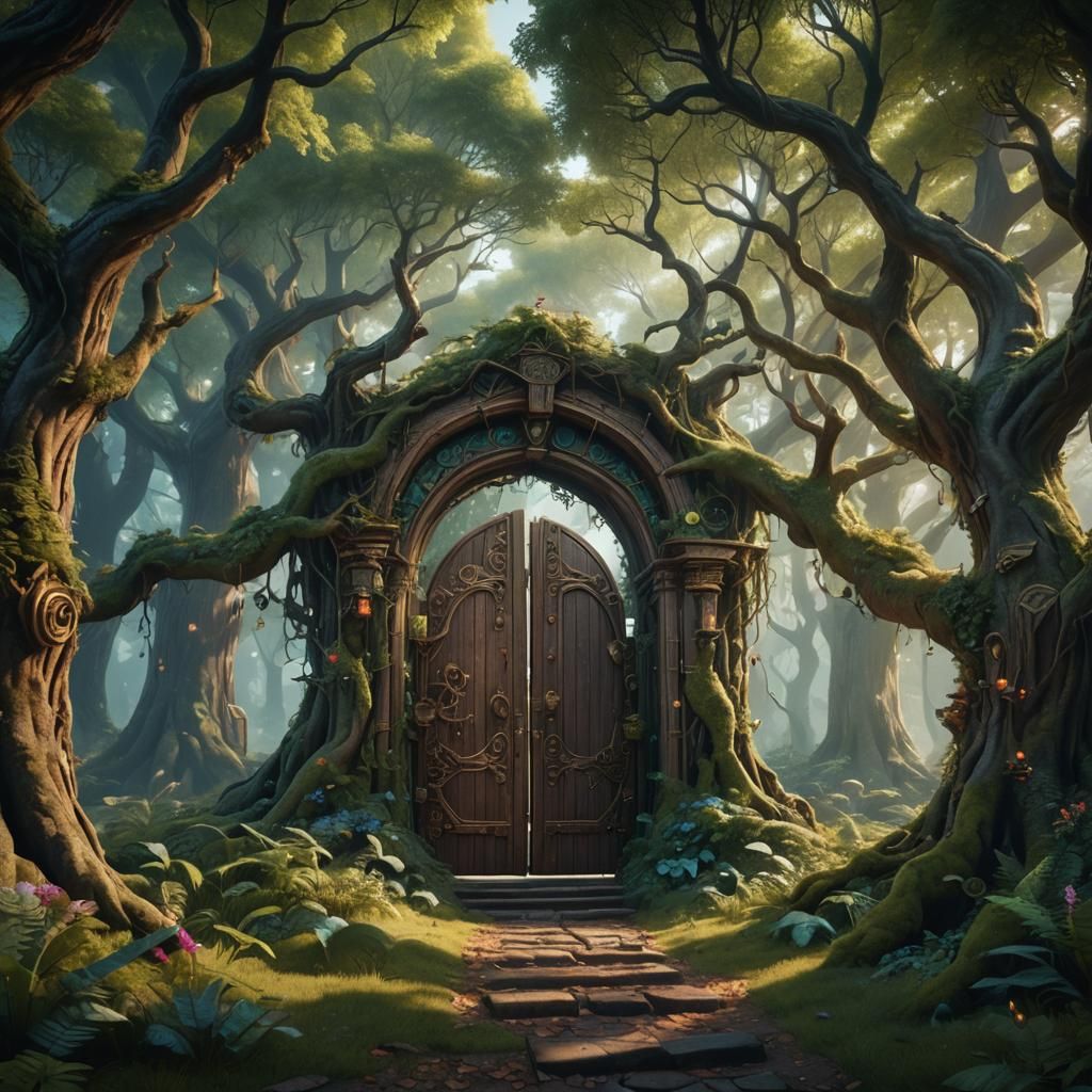 Magical Forest with Secret Fairy Doors: Matte Painting