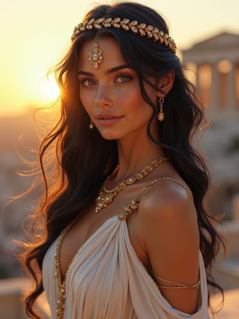 Goddess of Ancient Greece in Hyper-Realistic Style