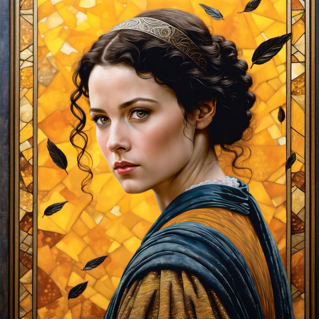 Claire Fraser Portrait in Chromolithography Style