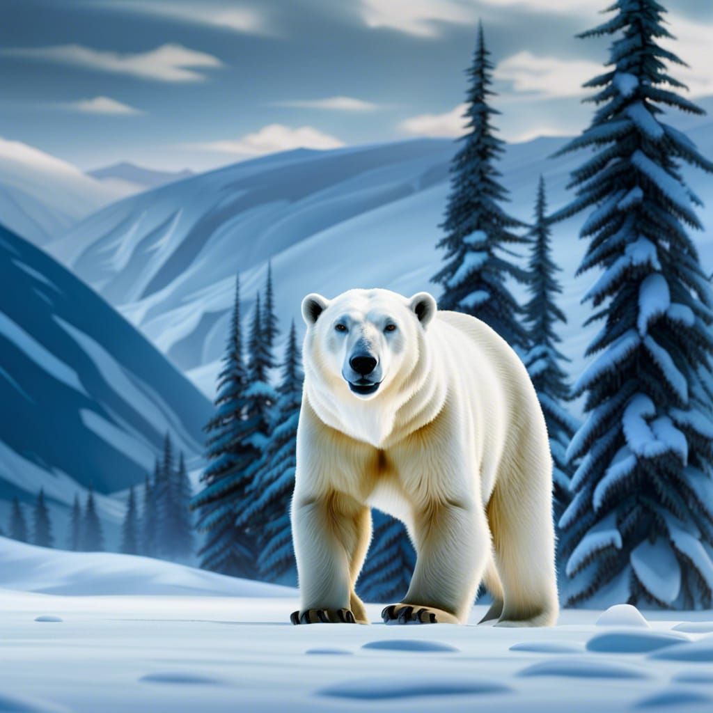 Polar Bear in a Magnificent Frozen Valley