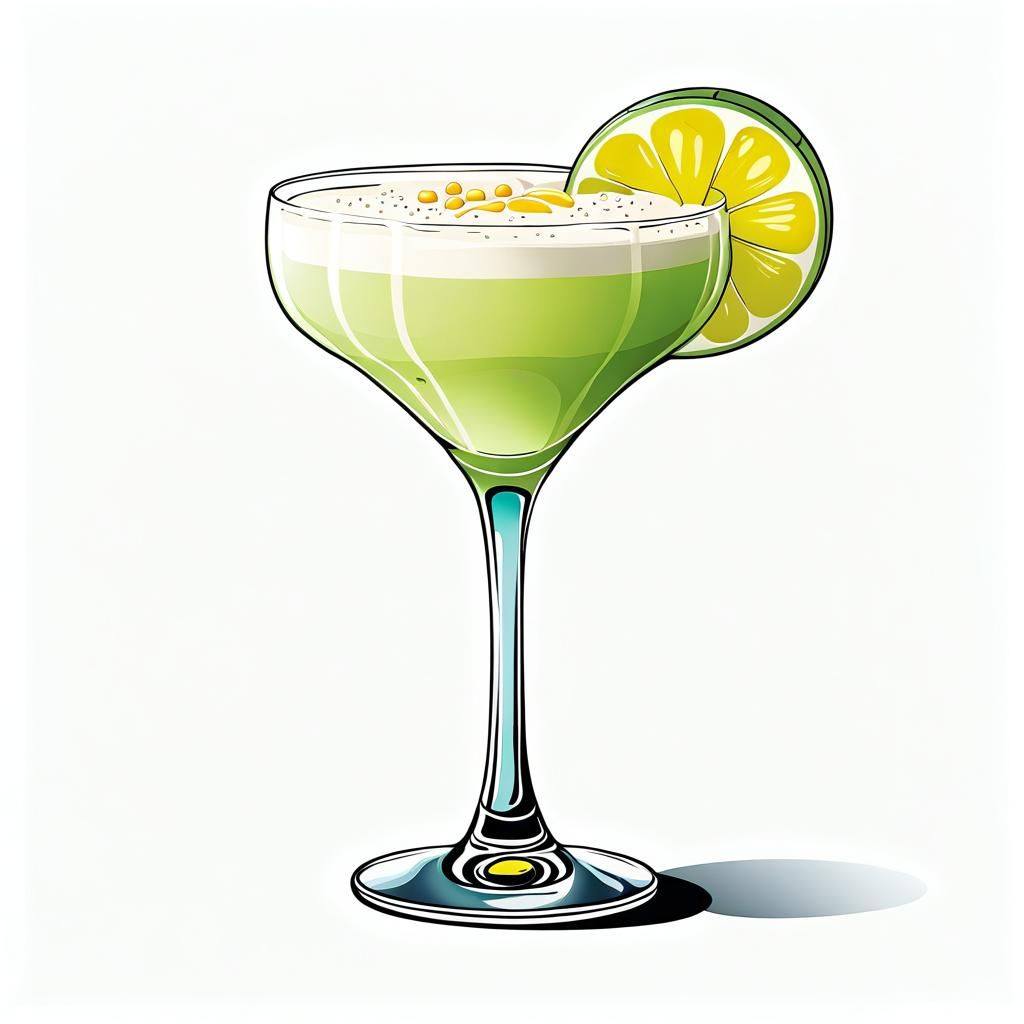 Cartoon Pisco Sour Cocktail Clipart