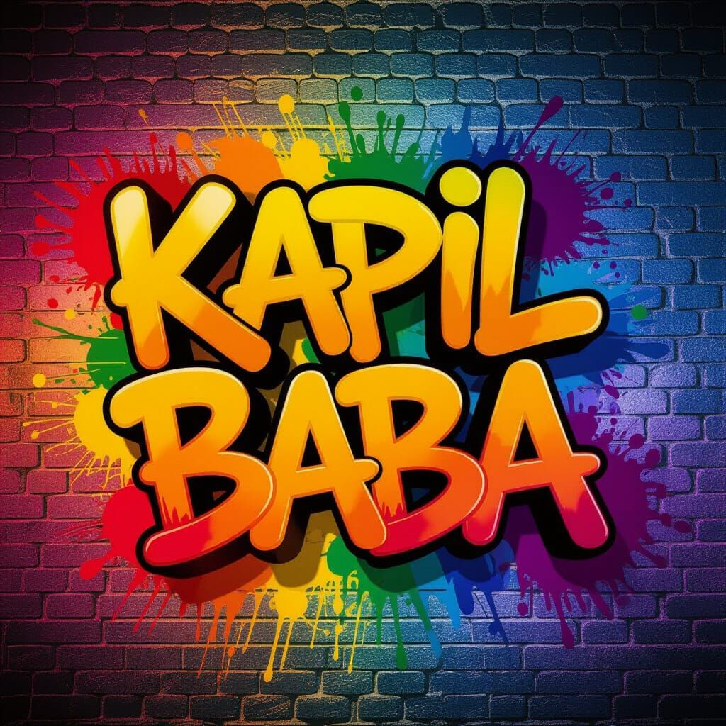 Vibrant Graffiti Art: 'Kapil Baba' Name in 3D Render