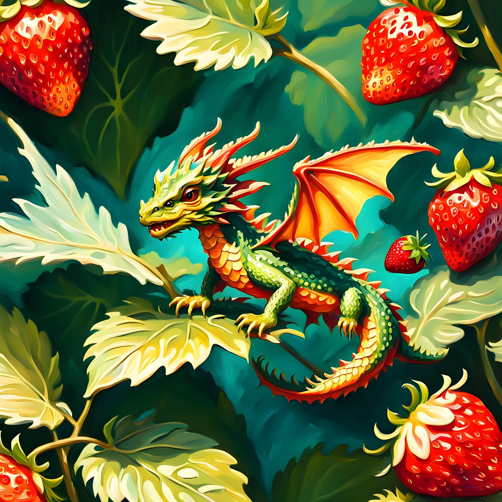 Dragon and Strawberry Fusion: A Whimsical Creation