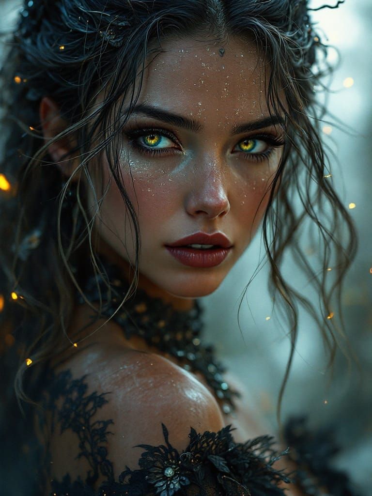 Mystical Forest Mage with Luminous Hair and Skin