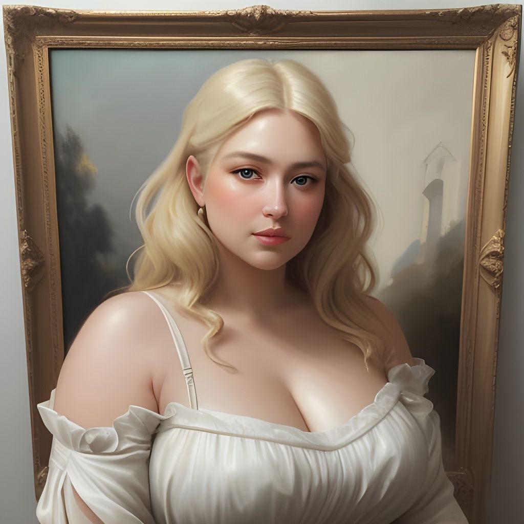 Fine Arts Portrait of a Plump Lady with Blonde Hair
