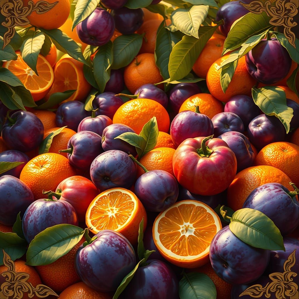 Ethereal Summer Harvest Scene in Art Nouveau Style