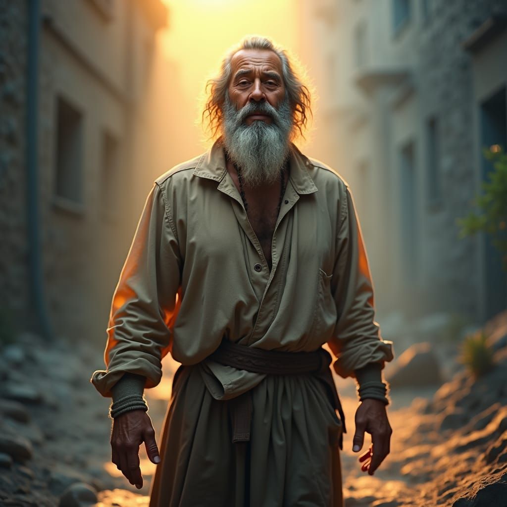 Resilient Man Radiates Warmth and Inner Strength