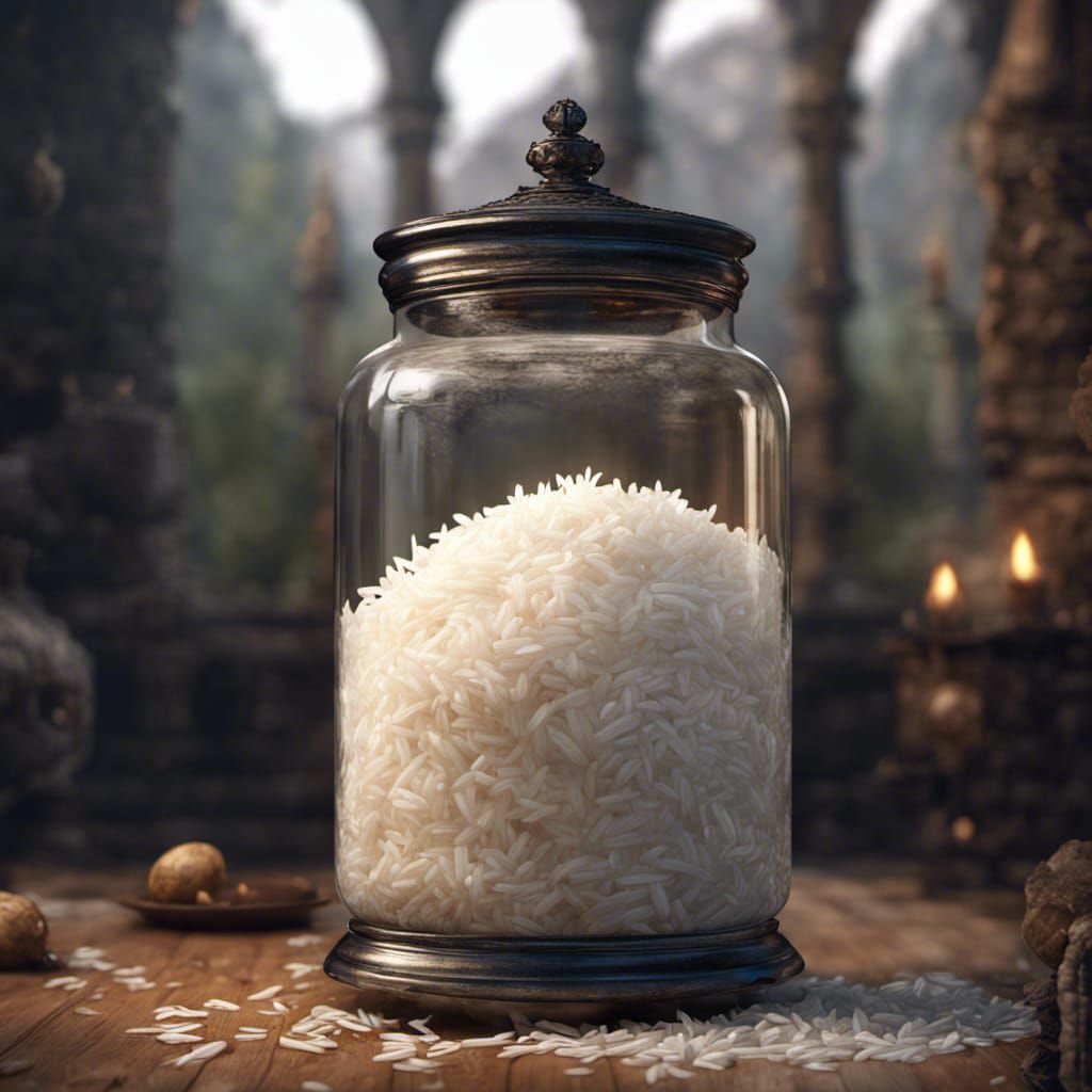 Medieval White Rice in Glass Jar: Fantasy Art