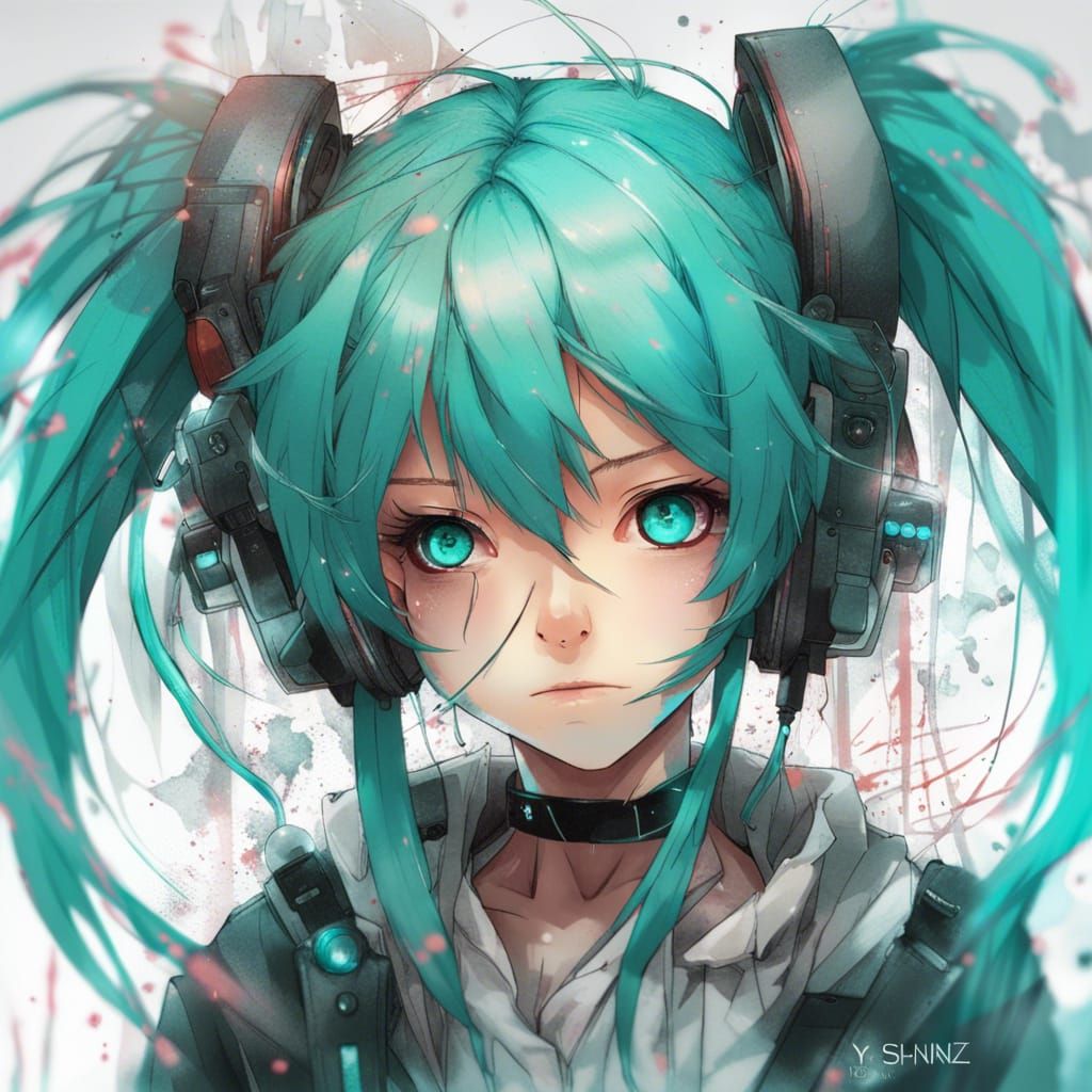 Annoyed Hatsune Miku: Detailed Manga Portrait