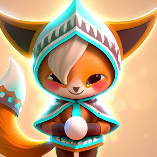 Adorable Chibi Fox Sorcerer in 3D