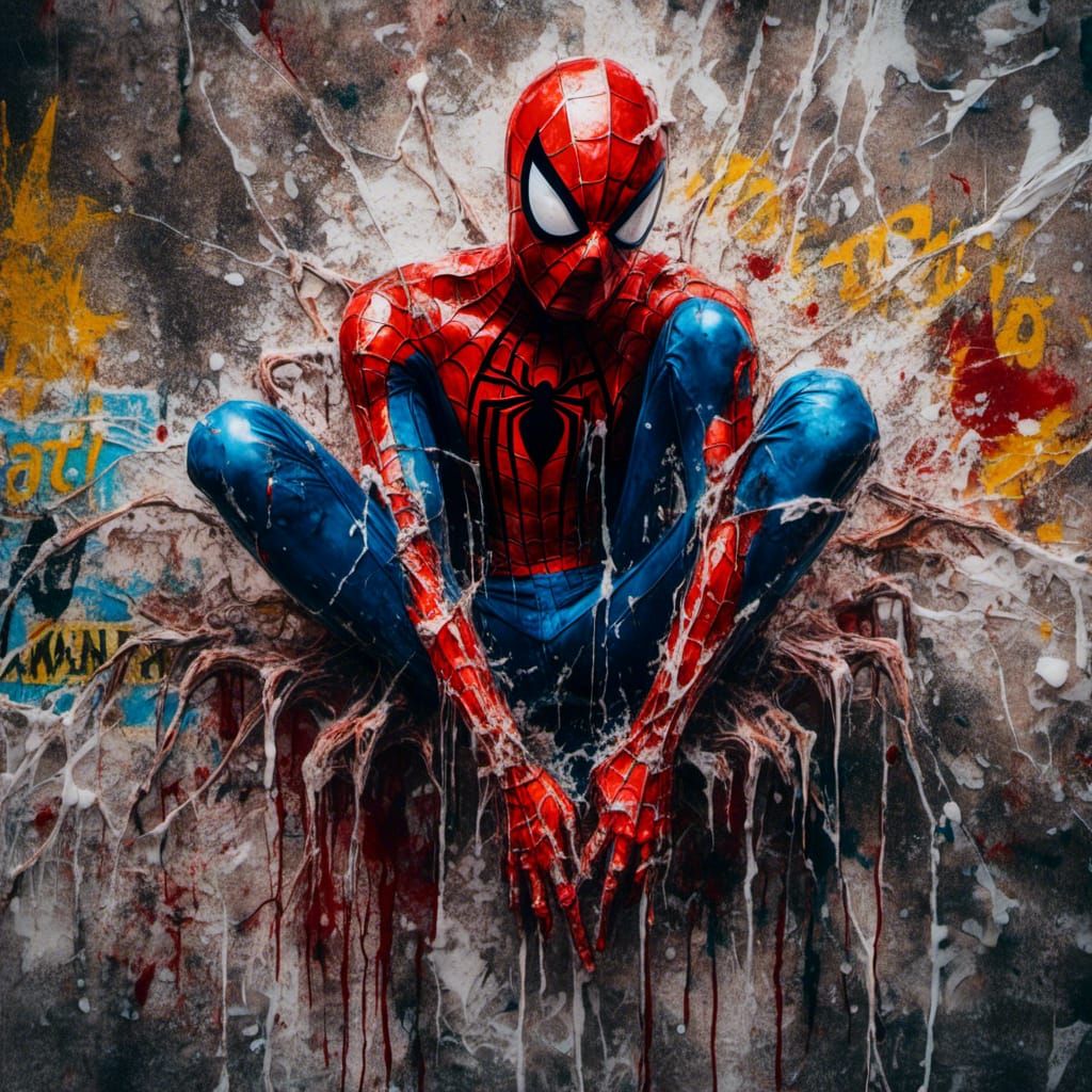 Spider-Man Portrait in Graffiti Comicbook Style