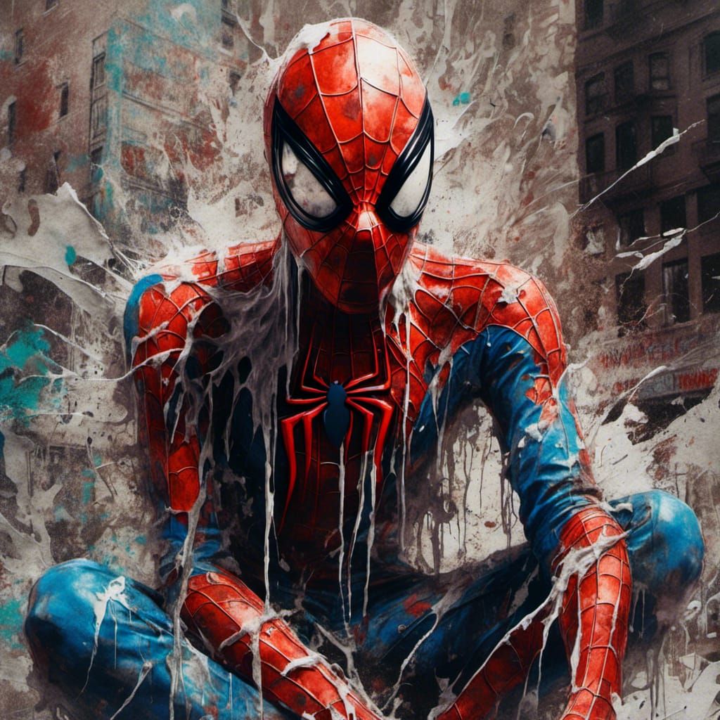 Spider-Man Portrait in Comicbook Graffiti Style