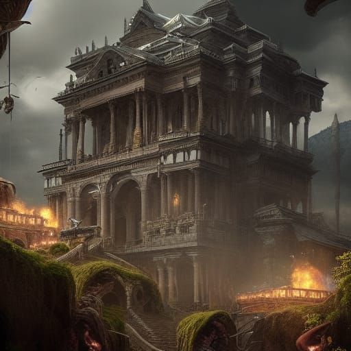 Dramatic Maximalist Digital Matte Painting
