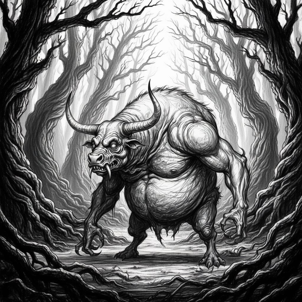 Fascinating Monster: Twisted Bone Eater Creature in Charcoal...