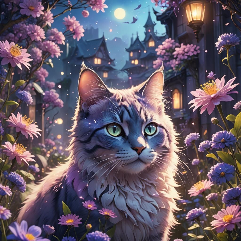 Anime Cat in Fantasy Setting: Matte Painting