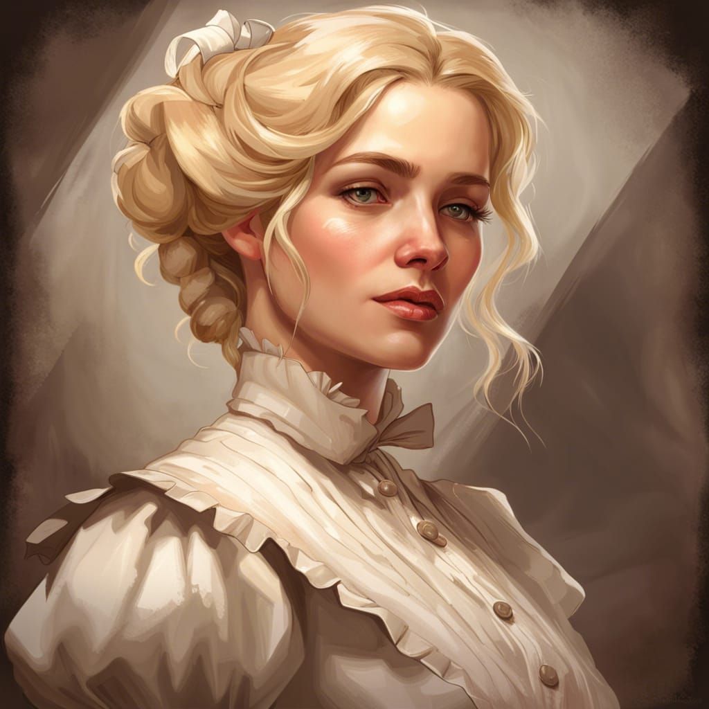 Edwardian Ladies' Maid Portrait in Art Nouveau Style