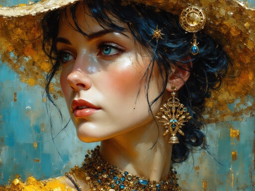 Jewelpunk Mechanic Portrait in Retro-Futuristic Style