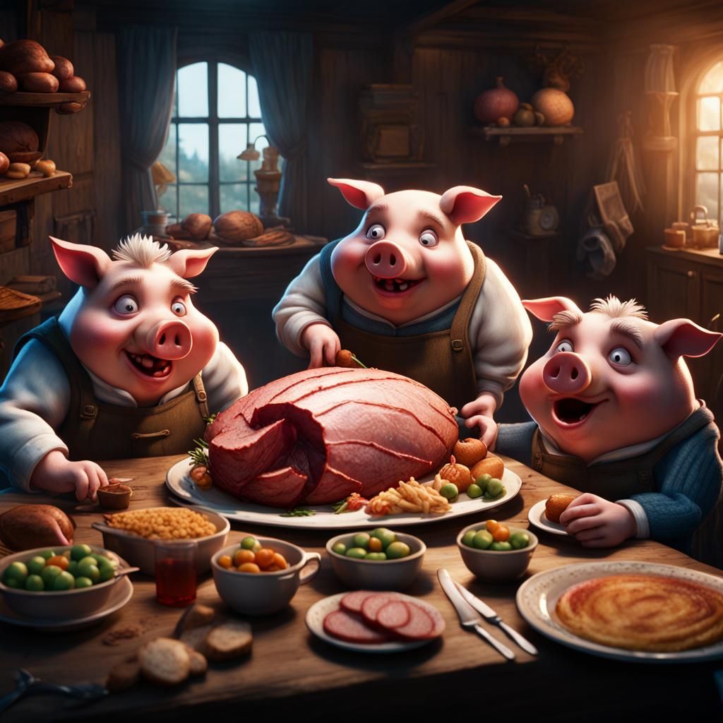 Three Little Pigs' Ham Dinner, Tim Burton Style
