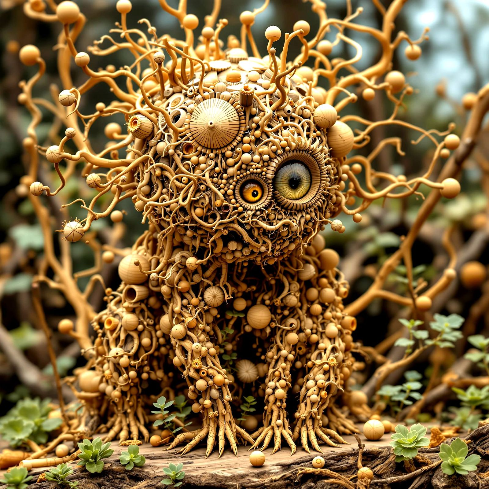Adorable Wooden Creature in Intricate 3D Render