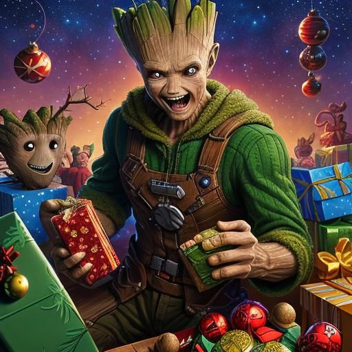 Groot's Merry Christmas: Comic Book Art