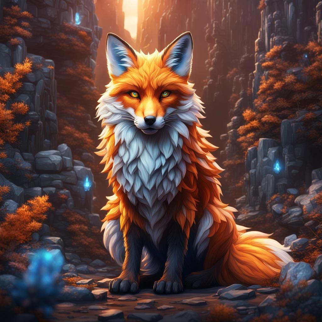 Crystal Fox Digital Art: Detailed Matte Painting