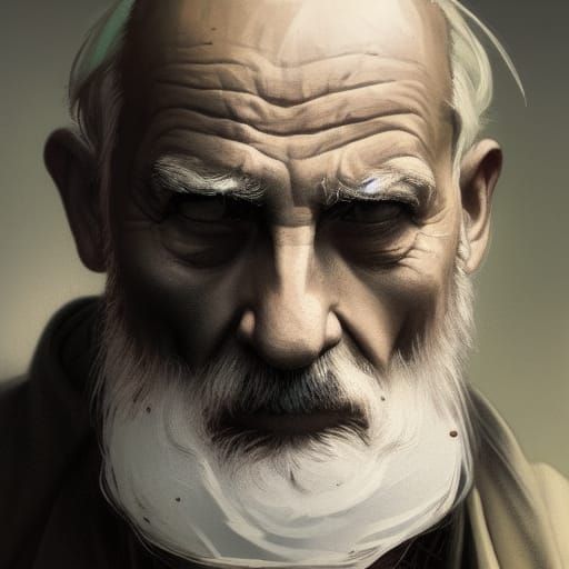 Detailed Portrait of an Elderly Man in Art Nouveau Style