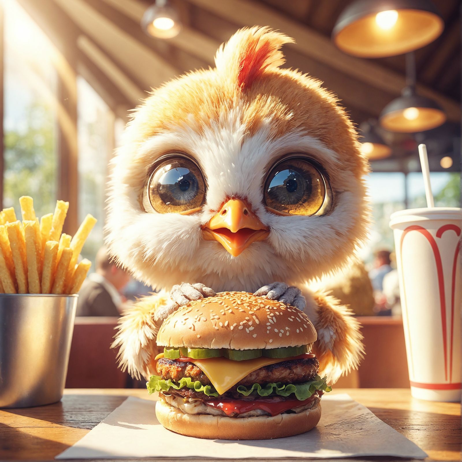 Chibi Chicken's Delight: A Digital Art Portrait