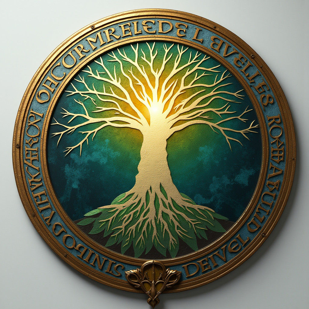 Valinor Guardians Crest with White Tree in Digital Art