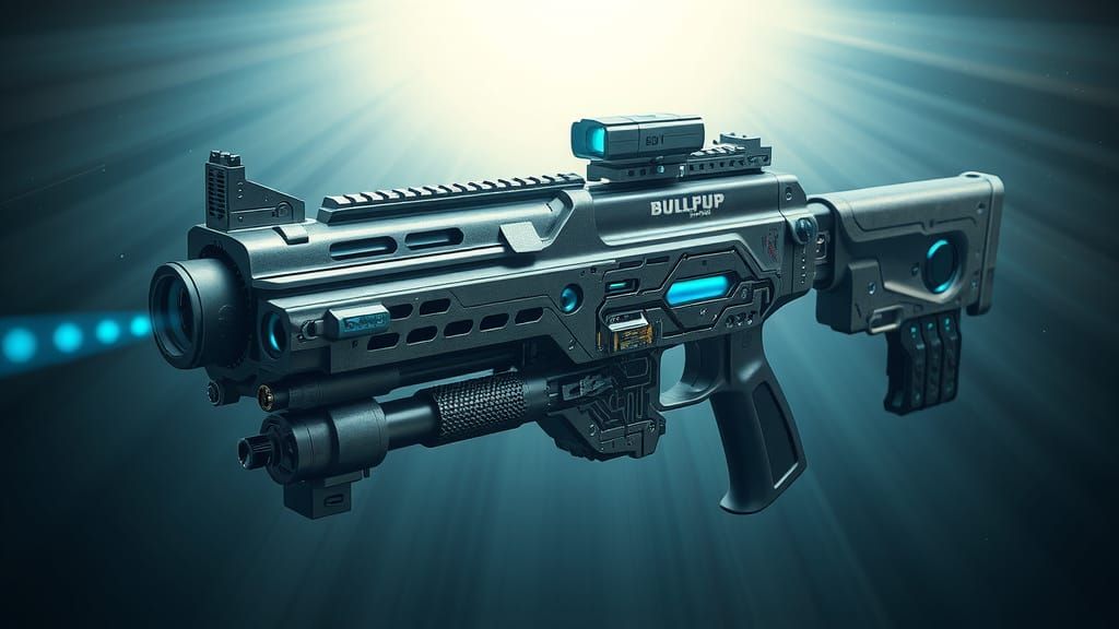 Fantasy Bullpup Submachine Gun in Detailed Matte Painting