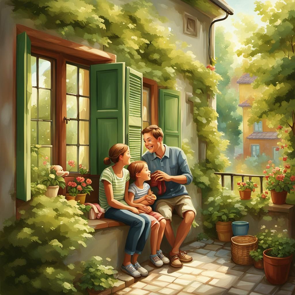 Cozy Family Scene in Soft Natural Light