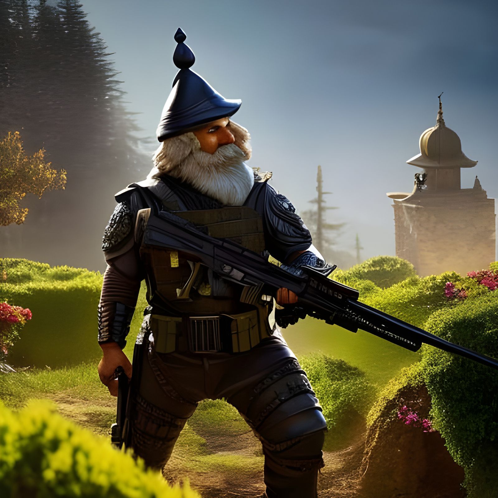 Armored Garden Gnome Commando in Golden Hour