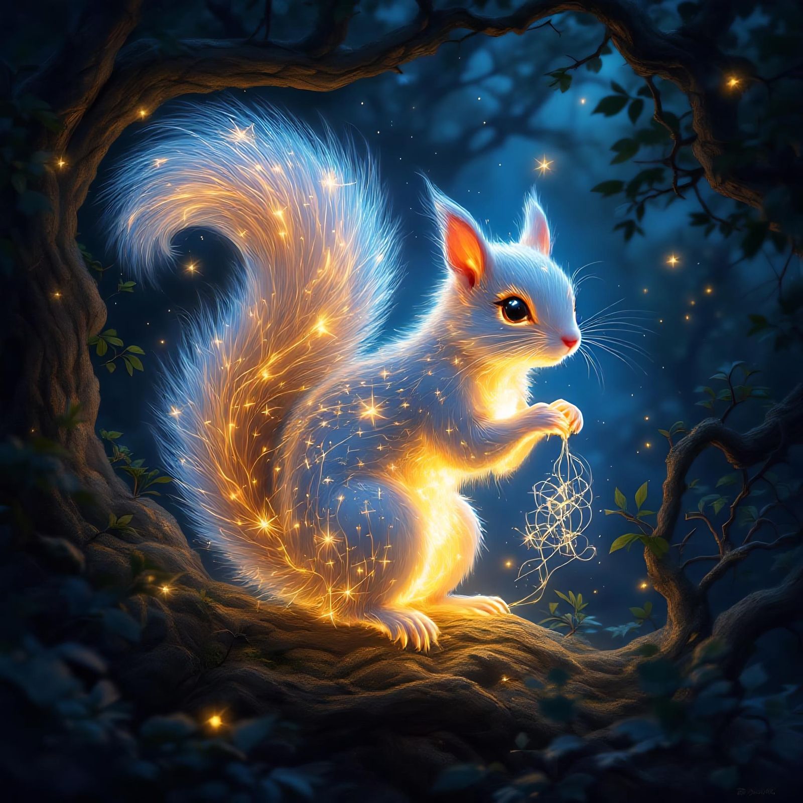 Ethereal Squirrel Creature in Enchanted Forest