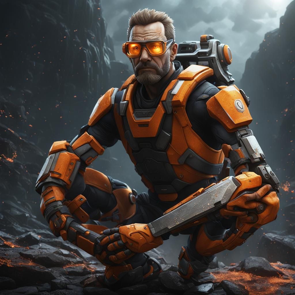 Detailed Matte Painting of Gordon Freeman