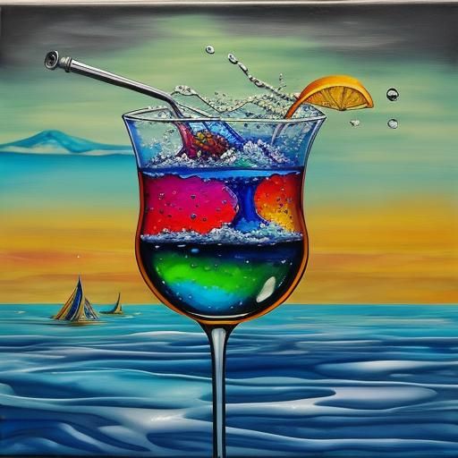 Surrealist Melting Canvas in Alcohol Ink Style