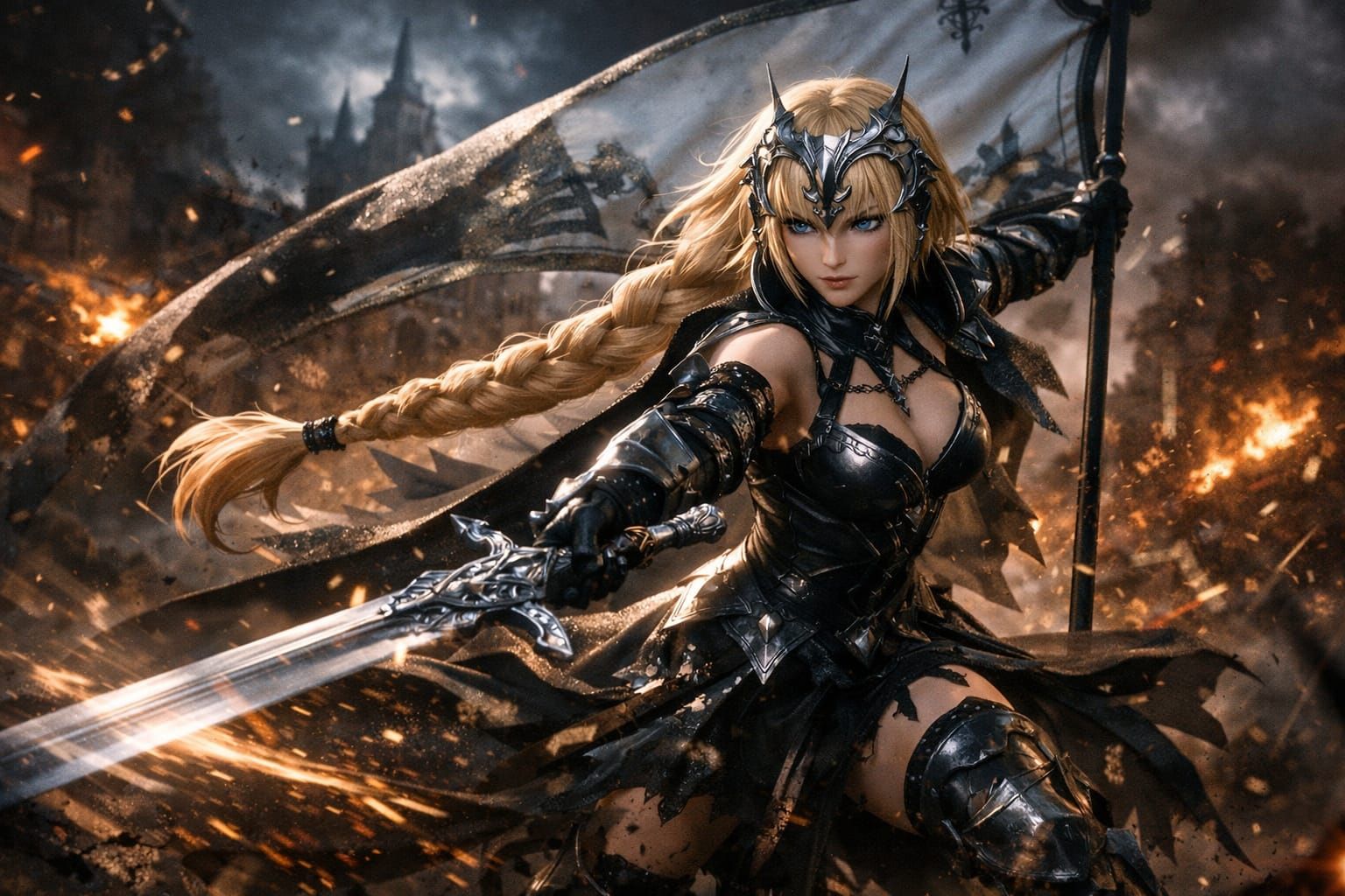 Jeanne d'Arc in Dark Fantasy Style Digital Art