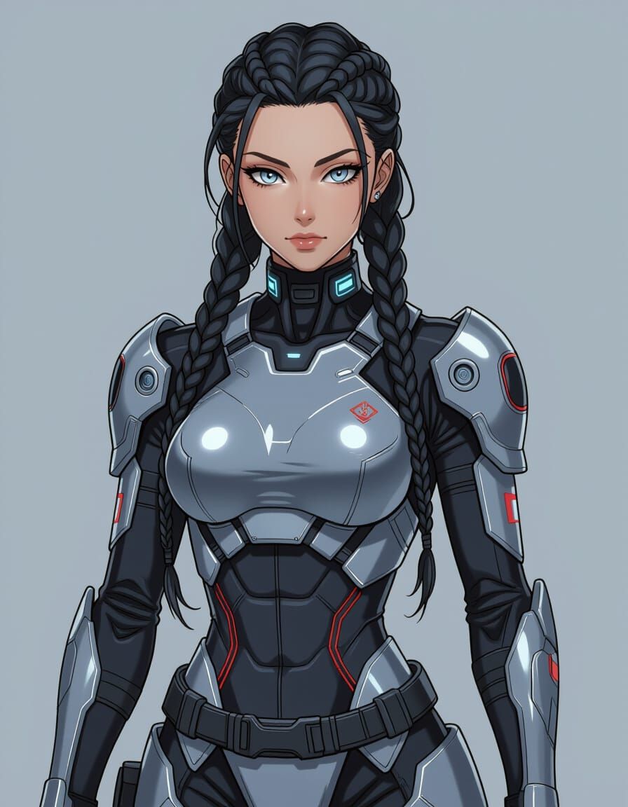 Futuristic Battlemage Vexa in Manga Scan Style