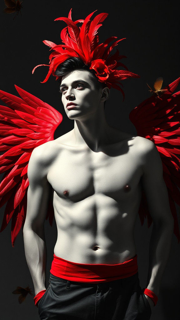 Winged Geometric Figure in Surreal Photogram Style