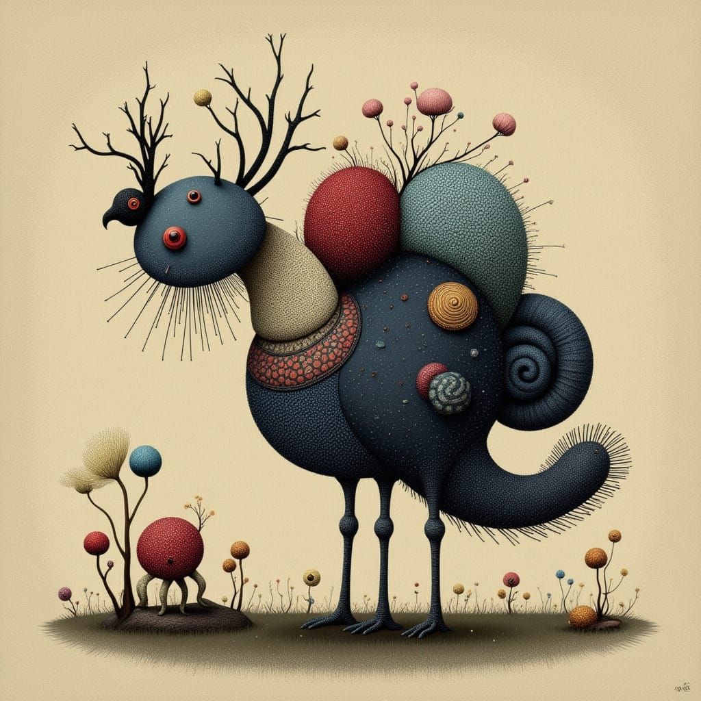 Abstract Dotwork Art in Cicada Song Style