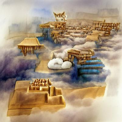 Mesopotamian City Floating in the Clouds