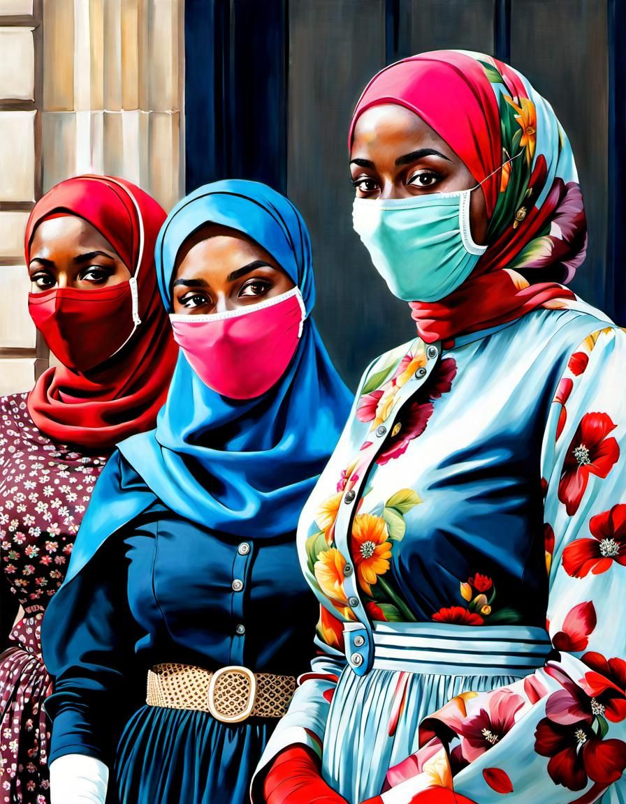 African Women in Hijab: Floral Summer Portrait