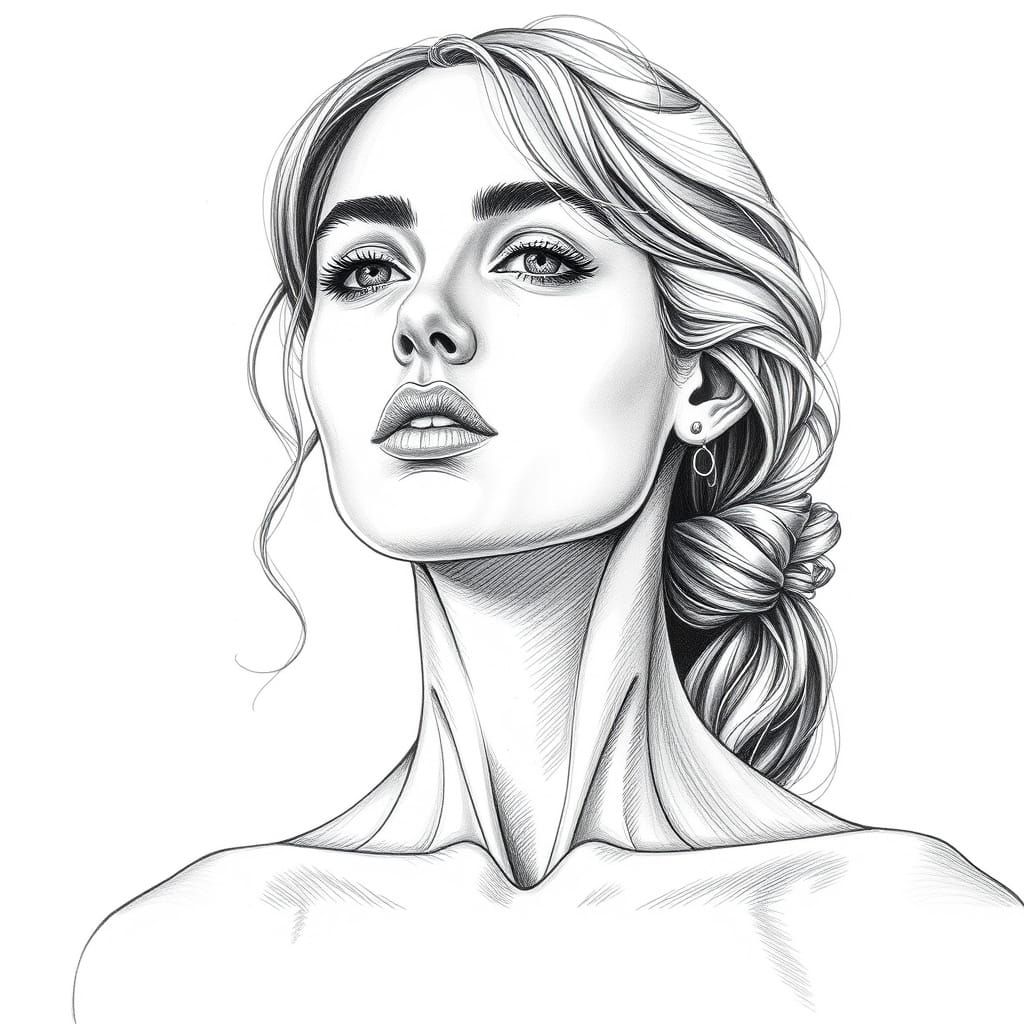 Stunning Young Woman: Anatomical Drawing