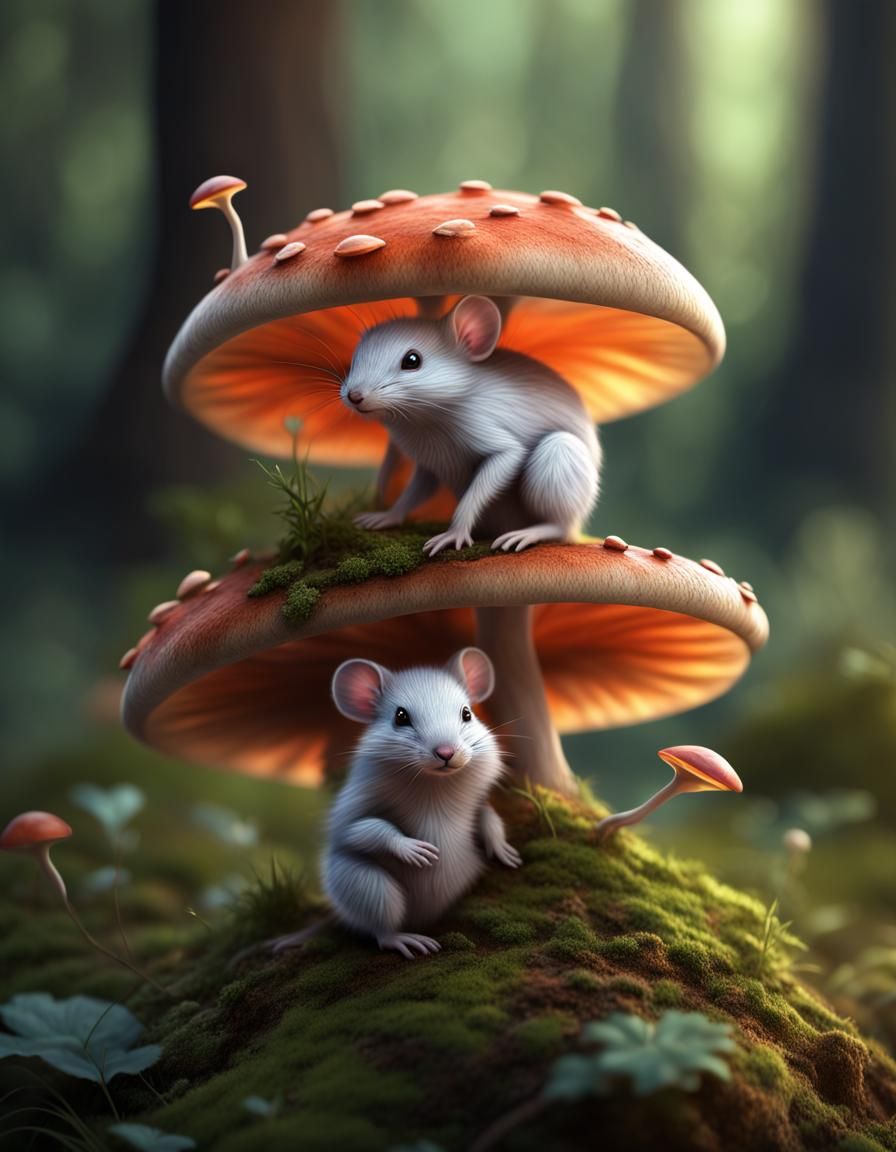 Mushroom Sprite Casting Magic on Furry Friend