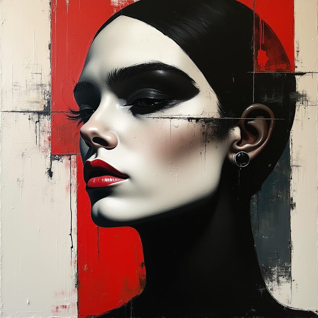 Brutalist Suprematist Portrait with Geometric Deconstruction